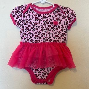 Pink Leopard Print Onesie w/ Tutu size 12 mon